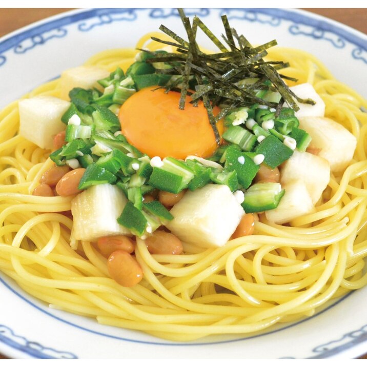 オクラと納豆の冷製和風パスタ